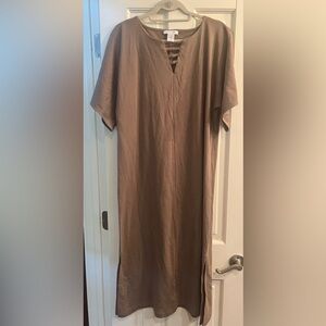 Joan Vass 100% Cotton Taupe Dress